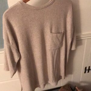 Zara Beige Short Sleeve Sweater